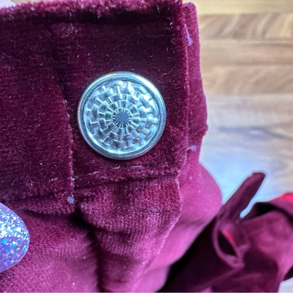 Vintage Sears Jr Bazaar Velvet Pants Dark Red Wide Leg Size 7 - Picture 5 of 7